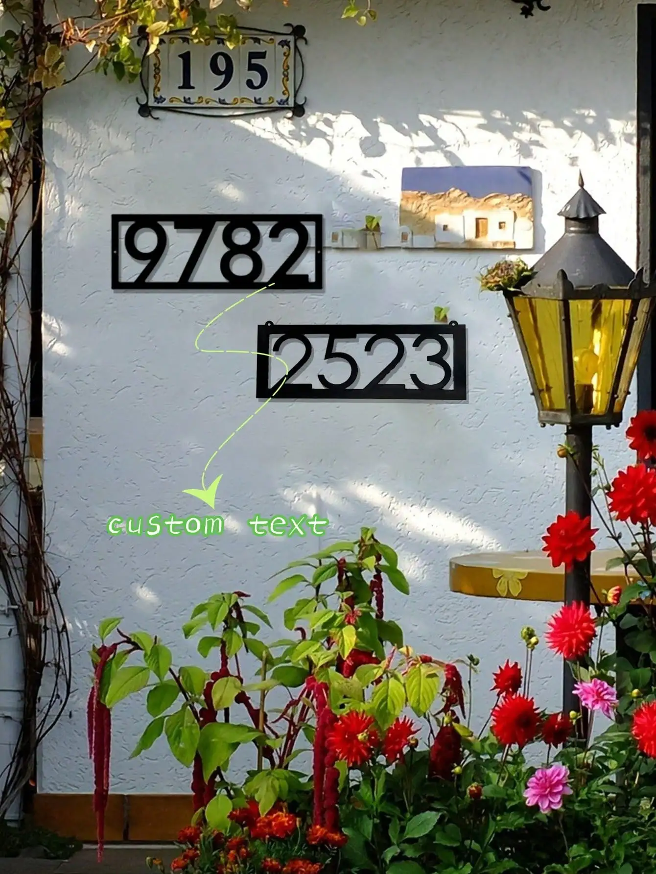 

Modern Hanging Metal Address Plaque Custom House Number Sign Outdoor Yard