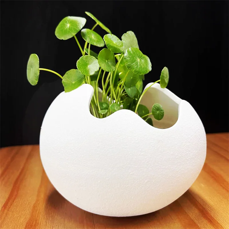 7x9cm Broken Eggshells Shapes Ceramic Flowerpot Simple Succulent Plant Container Green Planter Small Bonsai Pots Home Decoration