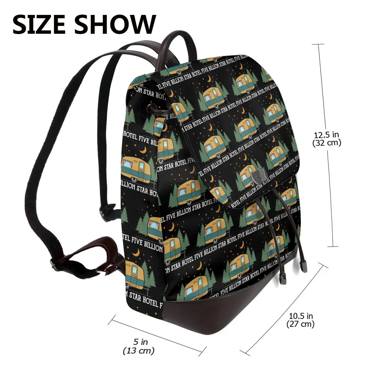 Camping Happy Camper Bookbag School Student Bags Hiking Travel Daypack for Women Fashion Derma Backpack