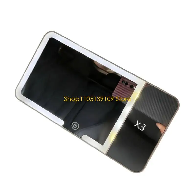 Portable Rechargeable Car Makeup Mirror With Auto Dimming LED Lights And Secure Sun Visors Attachment Quick Installation
