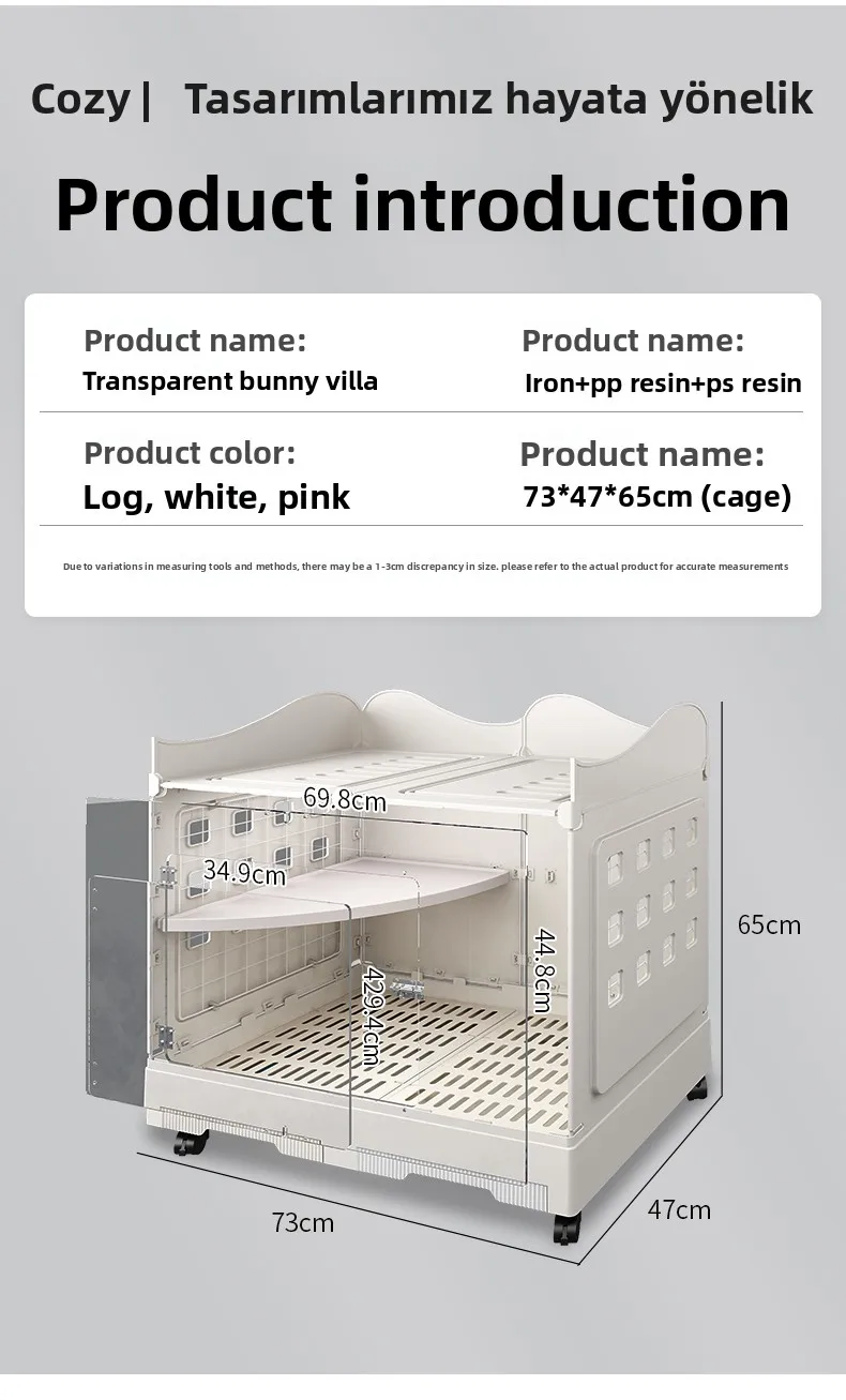 View Rabbit Villa Anti-Spray Urine Rabbit Cage Household Large Drawer Rabbit Dutch Pig Guinea Pigs Cage Easy to Clean