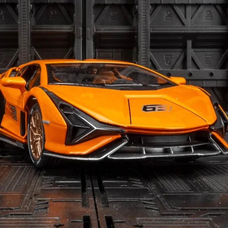 Para puertas de modelo de coche de aleación Lamborghini sian de simulación 1:24 y maletero del capó del motor se puede abrir detalles ricos mano de obra fina