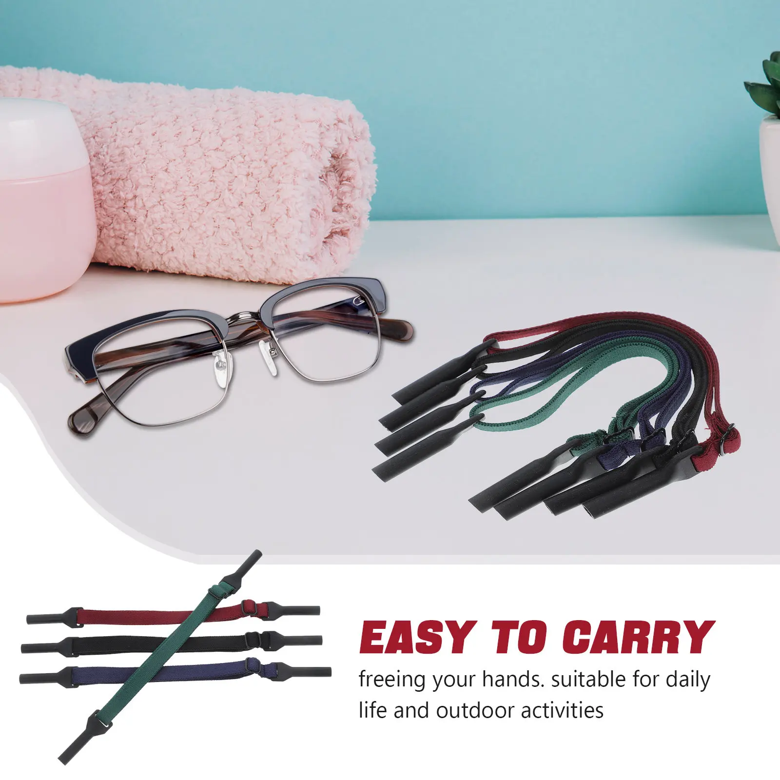 4Pcs Fashion Multicolor Adjustable Elastic Glasses Strap for Kids Adults Sports Running Outdoor Safety Eyeglass Holder Sunglass