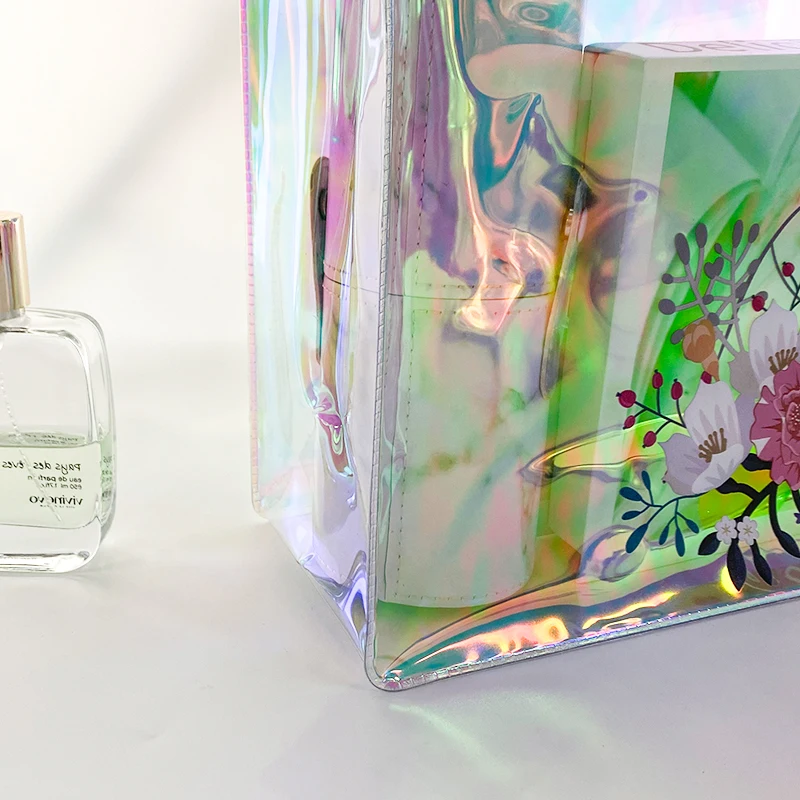 Transparent Tote Bag For Student Beauty Transparent Tote Bags For Girls Large Capacity with Handles Portable Shopping Handbag