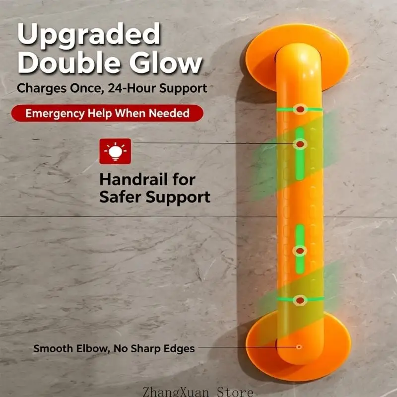 Textured Bathroom Grab Bar with a Covered Hand-Contact Area for Grip 3XUF