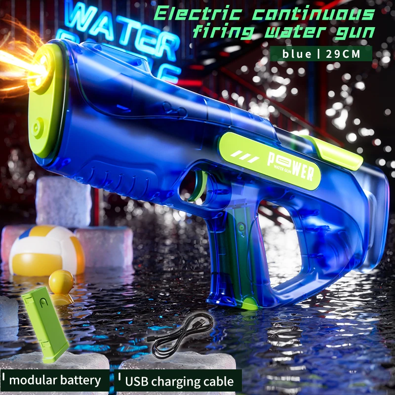 Children Electric Continuous Firing Water Gun Flashing Lights Muzzle Automatic Water Blasters Summer Pool Outdoor Toys for Kids view 6
