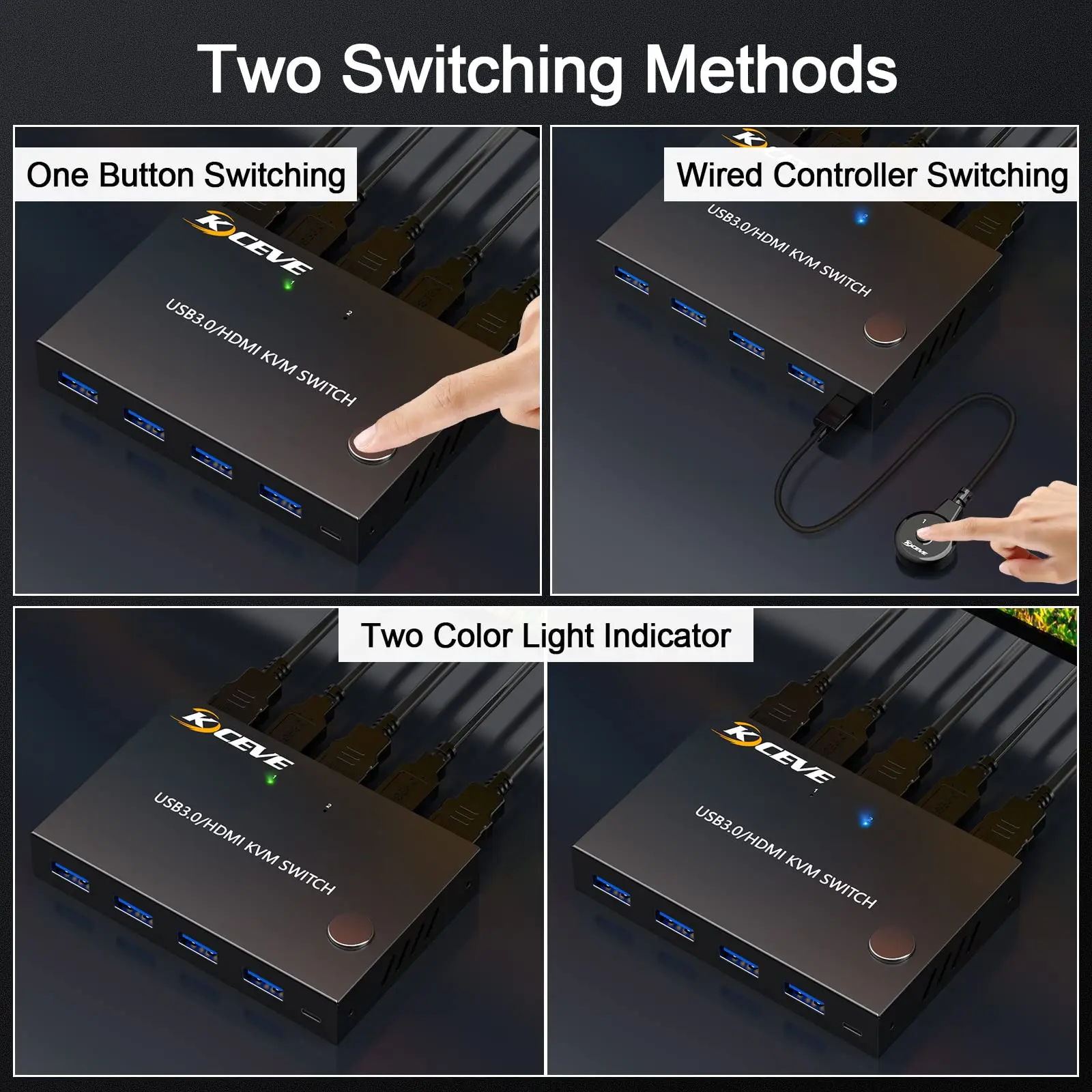 HDMI KVM переключатель, USB 3,0 переключатель 4K 2 входа 1 выход KVM HDMI переключатель 4 USB 3.0 порта клавиатура, мышь поддерживает функцию EDID