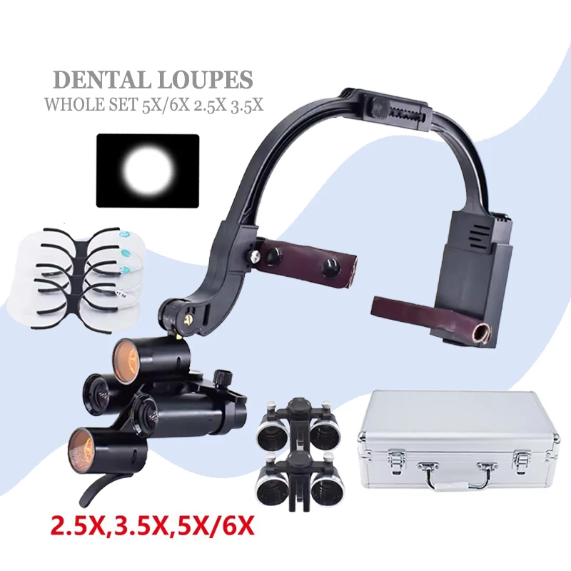 5x/6x Den tal Loupes Wireless Rechargeable Medical Headlight 5W dent istry Led Binocular Magnifier Den tal Surgical Equipments