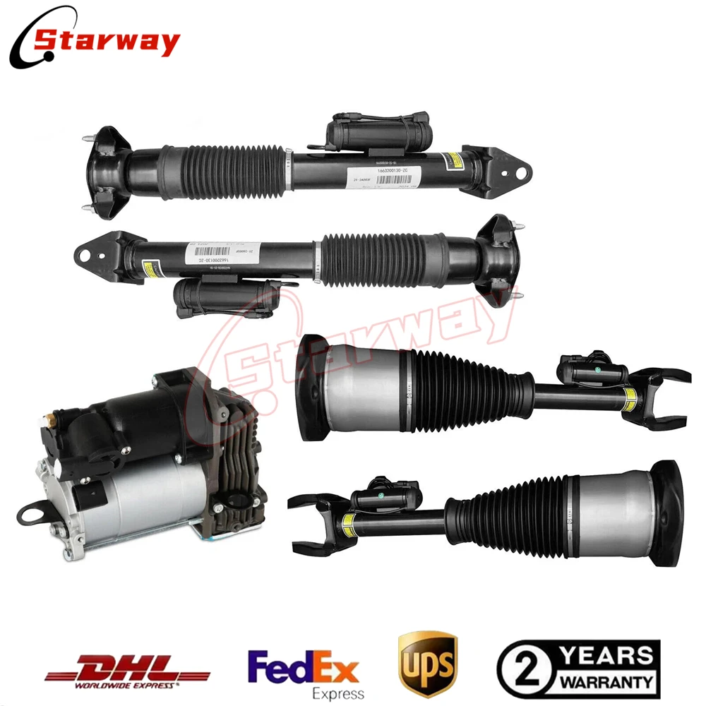Compressor + Front Rear Air Suspension Shock Absorber w/ADS For Mercedes Benz W166 X166  1663207013 1663200130 2213200304