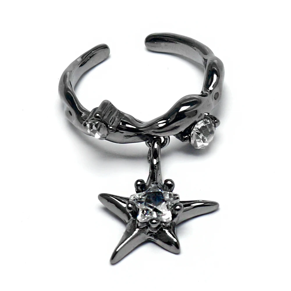 Fashion Irregular Geometric Moonstone Rings For Women Men Y2K Lava Opal Stone Opening Rings