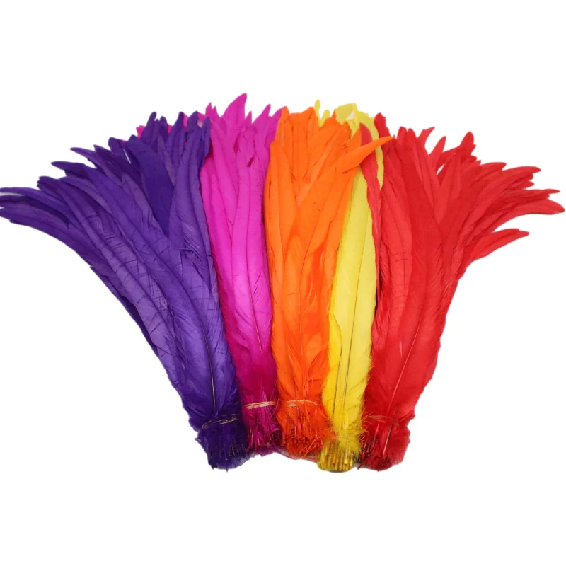 Rooster Tail Feathers for Decoration, DIY Carnival Performance Decor, 14-16Inch, 35-40cm, 100Pcs Lot