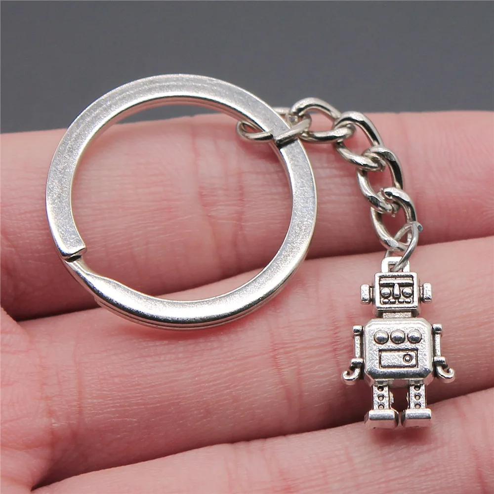 Souvenirs Gift Men Keychain 2 Colors 12x18mm Robot Pendant Keyring 
