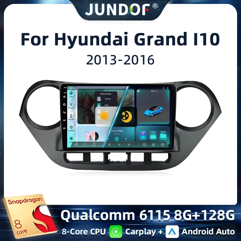 

9" Car Radio For Hyundai Grand i10 i 10 2013 2014 2015 2016 2017 2018 Android 13 Carplay Auto Multimidia Video Player Head Unit