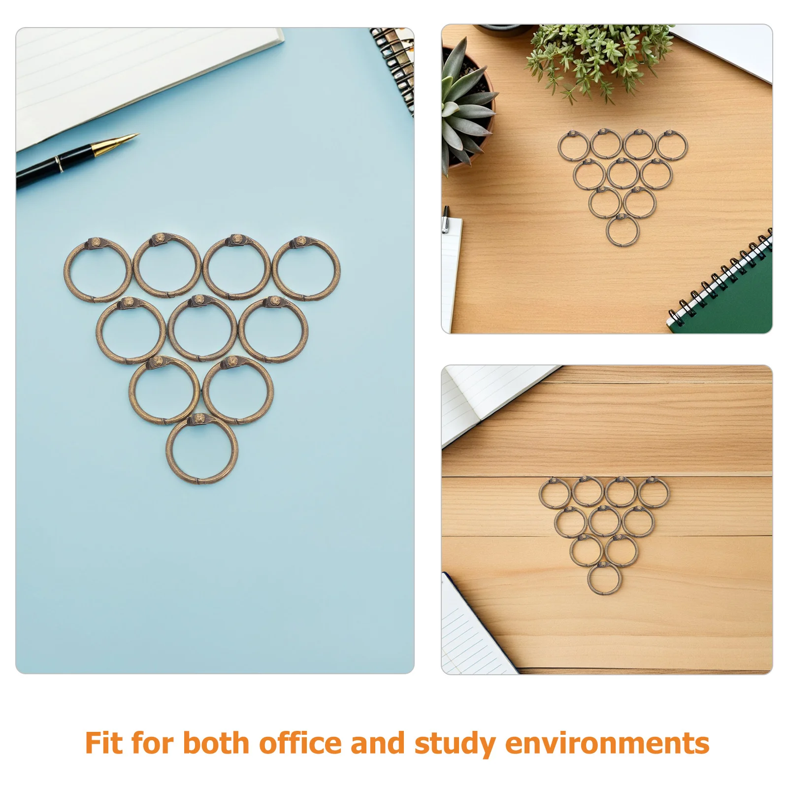 50Pcs Metal Loose Leaf Binder Rings Golden 20Mm Inner Diameter Mini Binder Buckle Rings for Paper Index Cards Notebooks Office