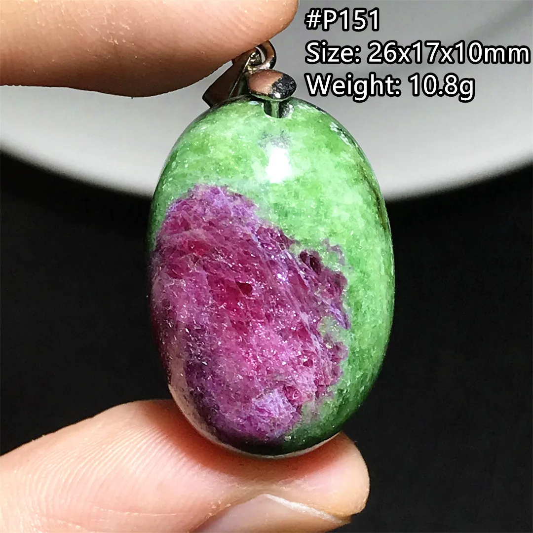 Natural Ruby Zoisite Tumbled Necklace Pendant Jewelry For Women Lady Man Gift Energy Crystal Green Red Beads Silver Stone AAAAA