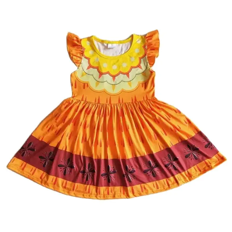 

2022 Hot Products Orange Fancy Warm Color Girls Dresses Boutique Kids Girls Dresses Summer Pretty Girls Dresses Daily