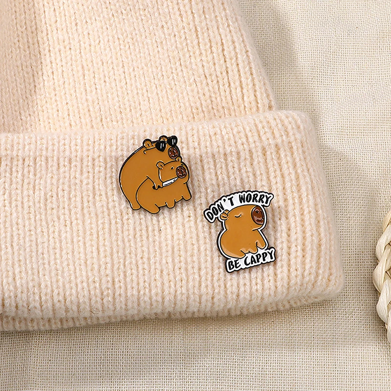 Cartoon Capybara Series Brooch Cute Enamel Brooch Metal Badge Lapel Pins Backpack Hat Clothing Decoration Jewelry