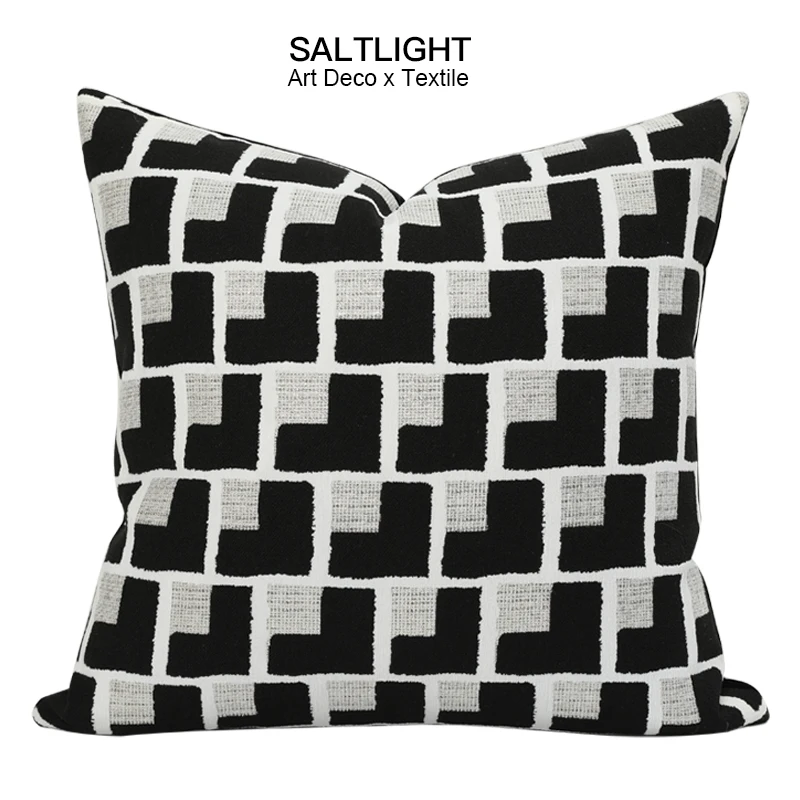 

Modern Minimalist Black Coffee Geometric Patterned Square Sofa Pillow Living Room Decorative Cushion Sample Room Lumbar Pillow