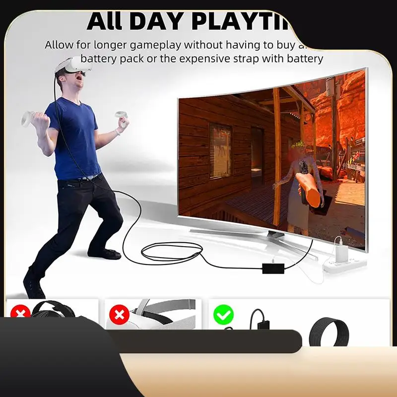 

Кабель VR Link для Oculus Quest 2/Pro, кабель USB3.2 типа A к C для аксессуаров для гарнитуры VR и игр PC-T44C
