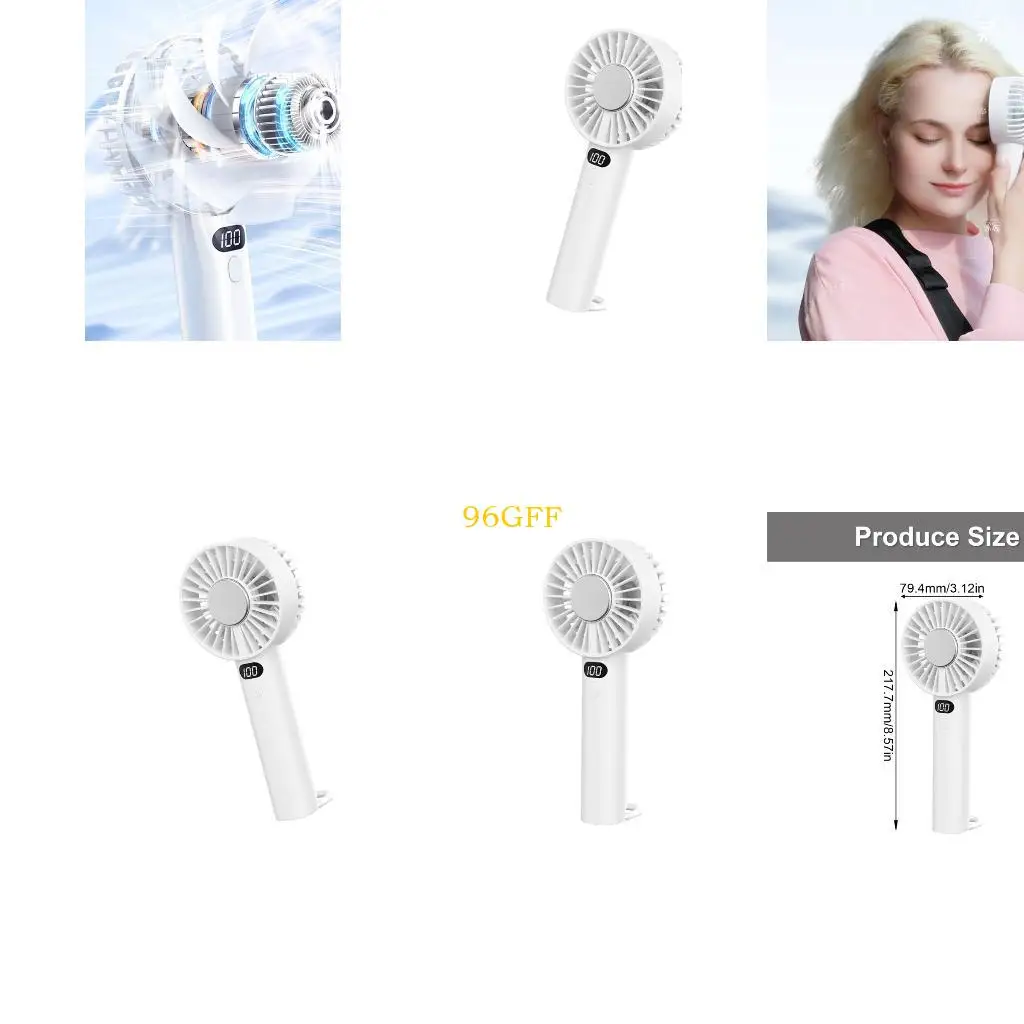 

96GF USB -заряжаемый вентилятор с сильным воздушным потоком и цифровым дисплеевным портативным вентилятором для студентов и