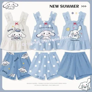 귀여운 고향 여아들 슬링 반바지 잠옷 정장 여름 헬로 키티 라운지웨어 카미솔 파자마 세트 2pcs/set sanrio cinnamoroll 8 최고의 판매 헬로 키티 샤워 커튼 - №5