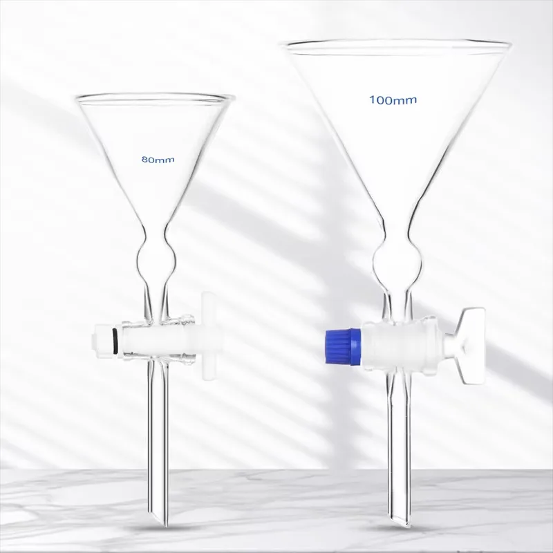 1Pcs 90mm/100mm  Laboratory Glass Funnel Fine Sand Separating Funnel with Glass piston