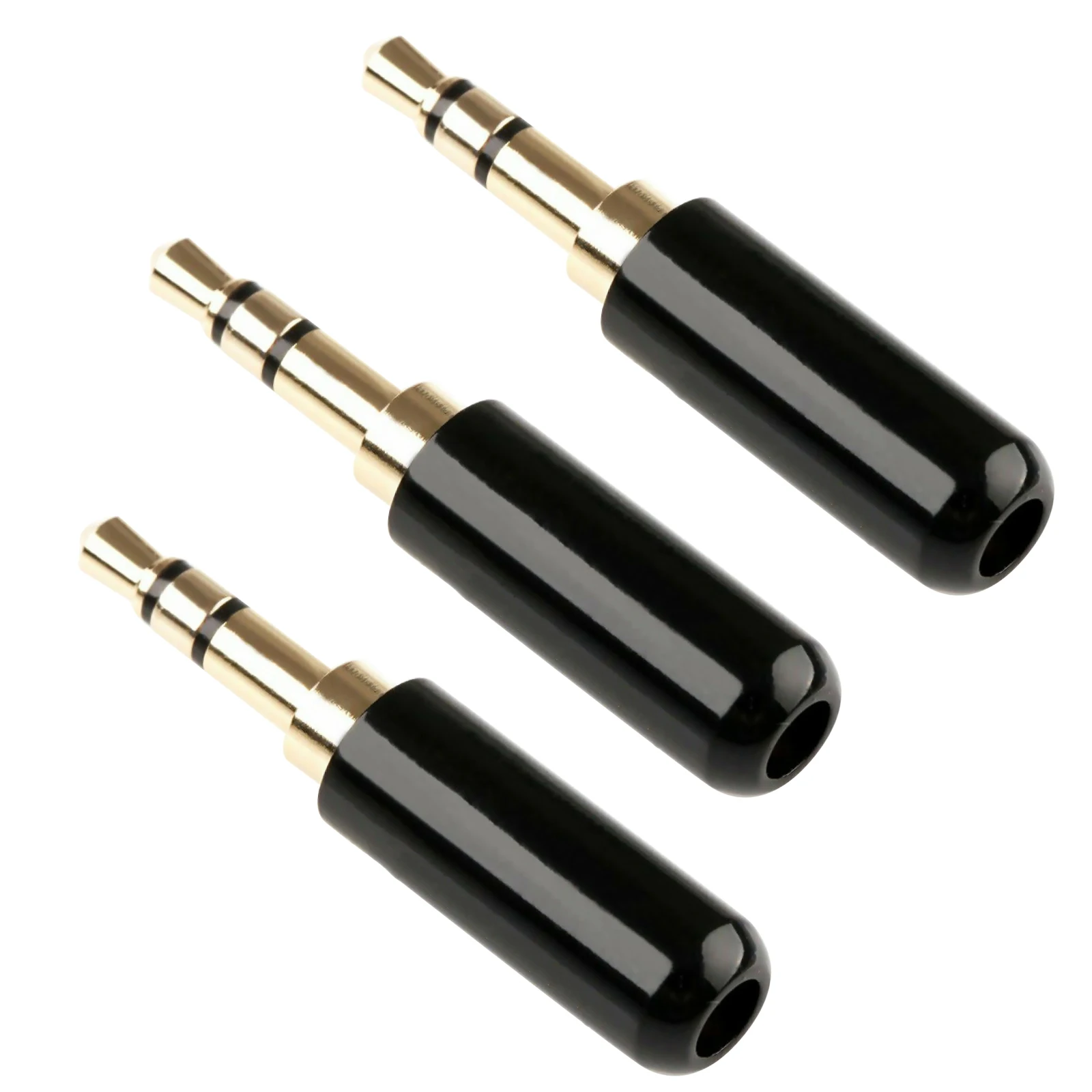 2Pcs Metal Plated 3.7mm Stereo 3 Pole Headphone Jack Plug Audio Solders Connectors High Quality Black Copper RCA