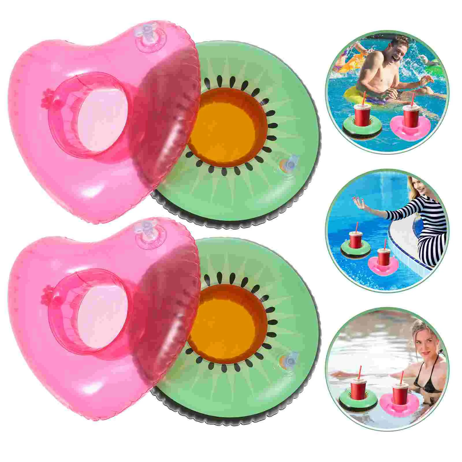 Inflatable Drink Holders Coasters Beer Rack Bath Toys Pool Float with Cup Drinks