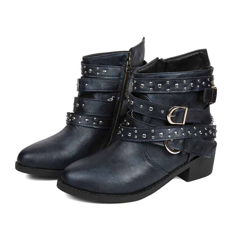 Boots Woman Winter Cowboy Combat Plus Size Goth Punk Shoes Short Leather Ankle Chelsea Designer New Rock Vintage Moccasin