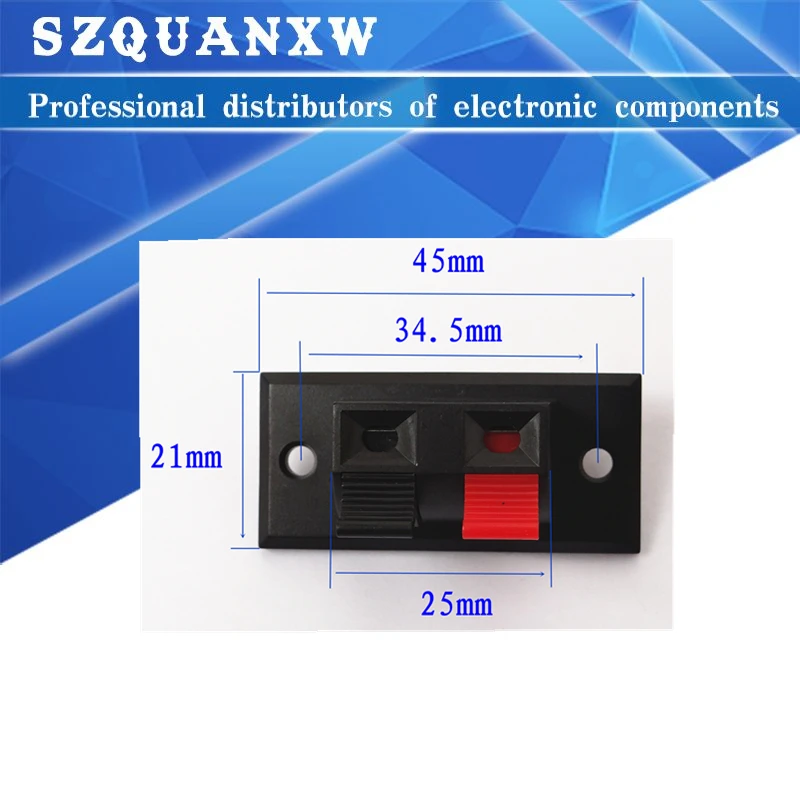 5 Pcs 2 Posições Conector Terminal Empurre Jack Spring Load Audio Speaker Terminais