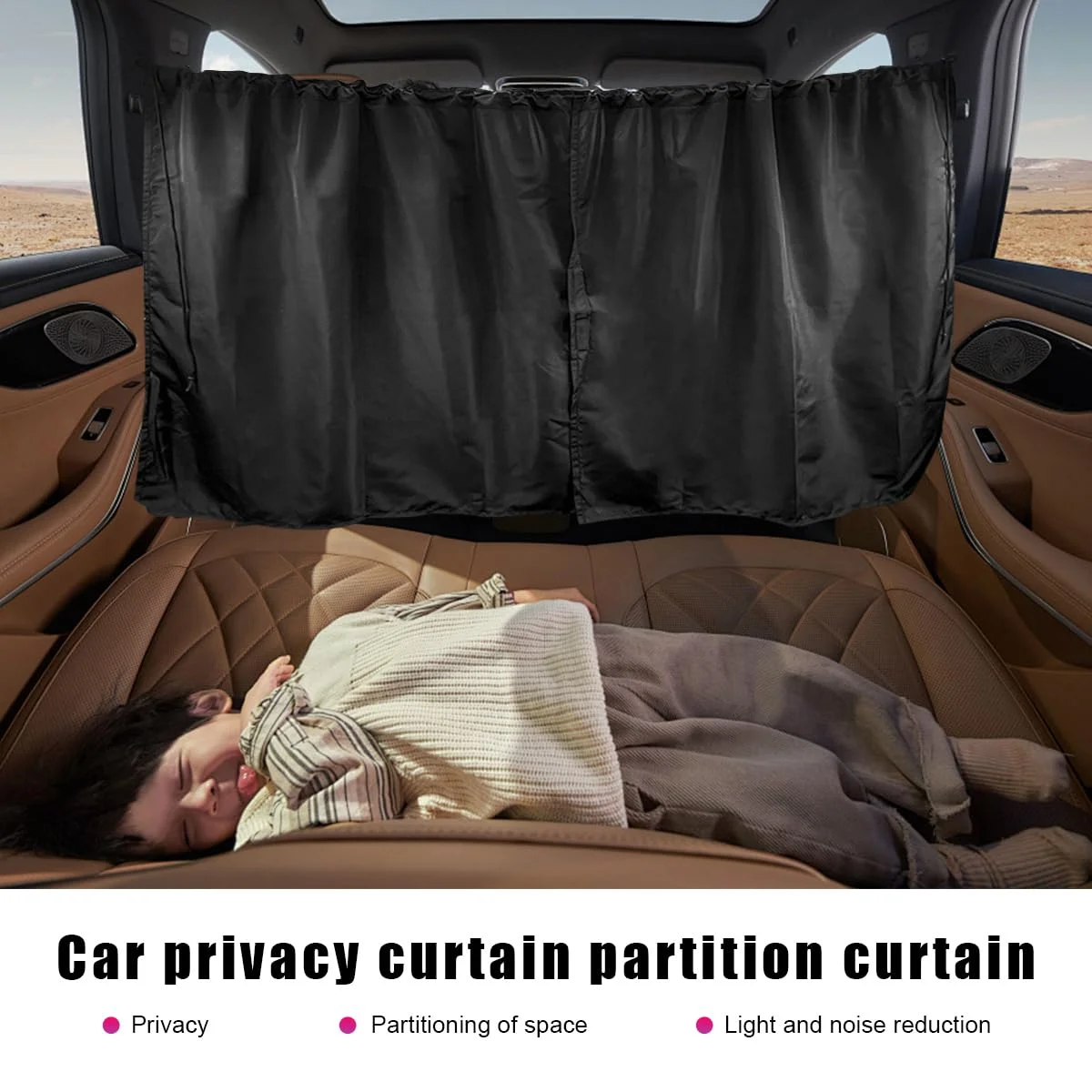 

Car Privacy Partition Curtain Universal Vehicle Partition Curtain Portable Sun Protection Heat Insulation Curtain