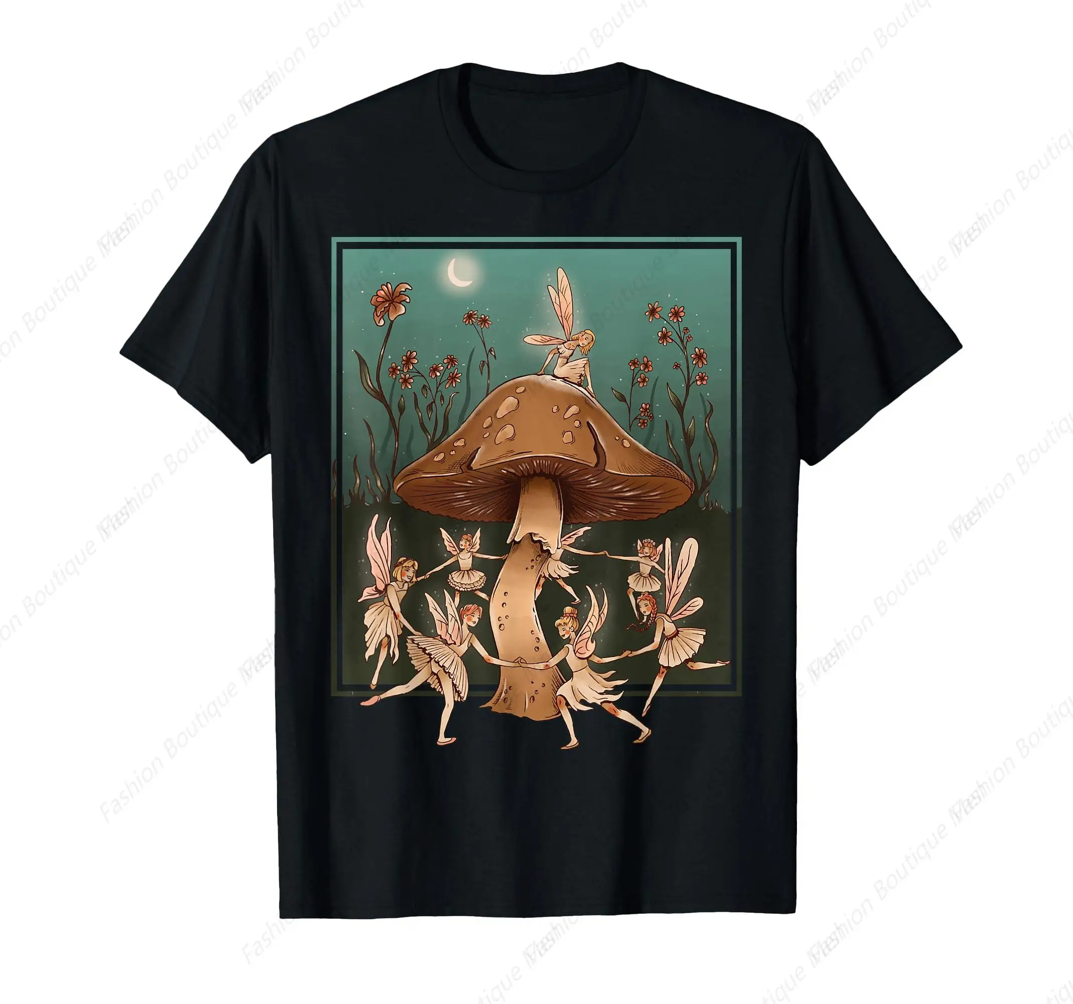 Beautiful Fairies Mushroom T-Shirt Casual O-Neck Printed  High Quality Tees Top