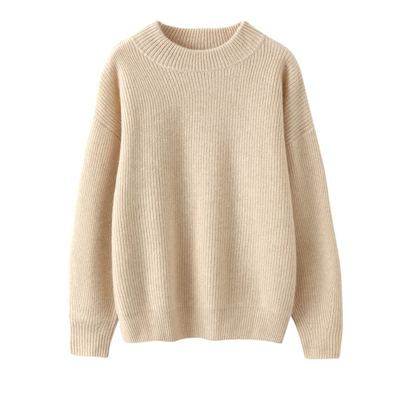 

2024 New (100% Cashmere) Women's Seven Needle Thick Loose Large Bubble Sleeve Classic Versatile Fashion Women's Sweater