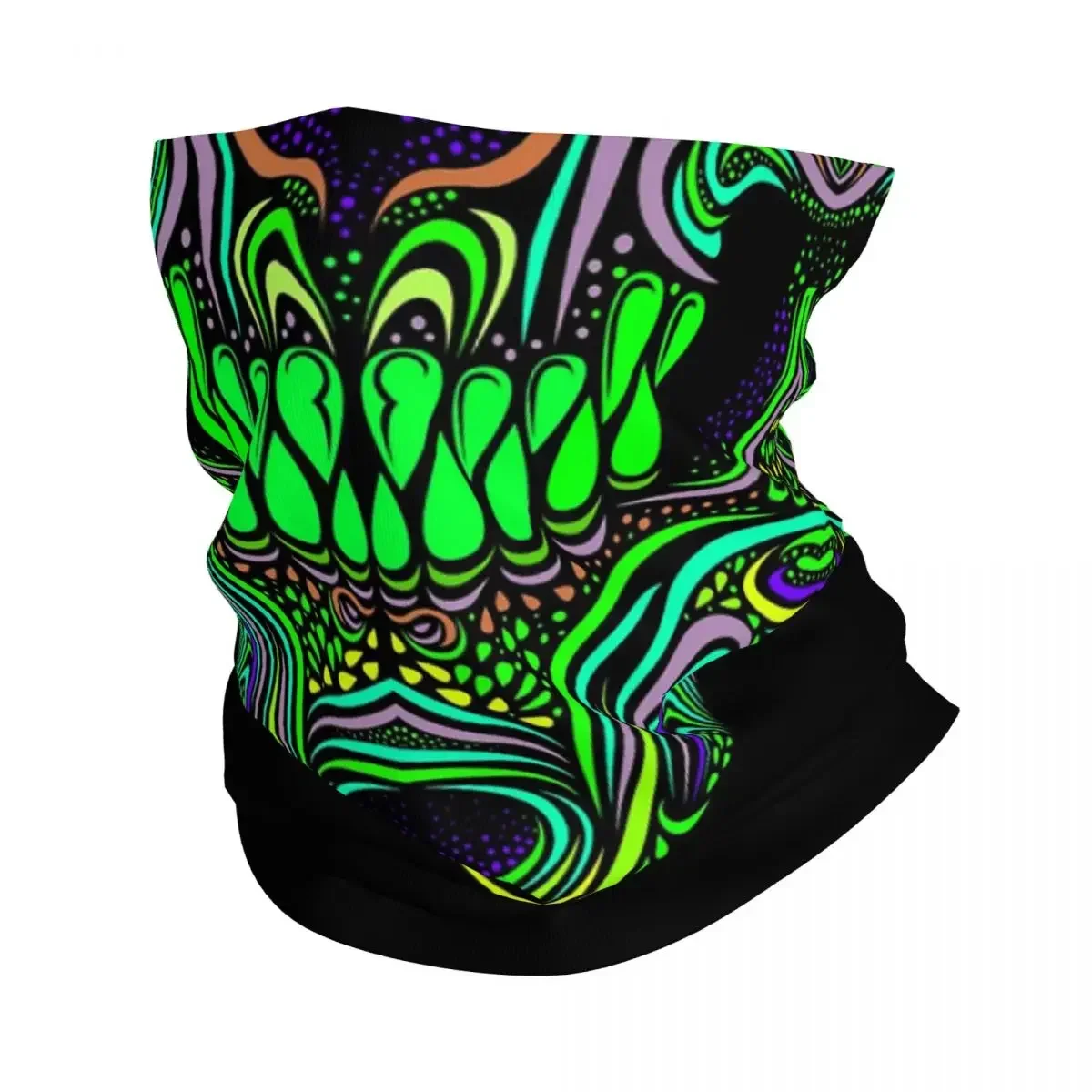 Psychedelic Skull Aphex Twin Trippy Pattern Crystal Castles Bandana Neck Gaiter Printed Wrap Scarf Balaclava Running Unisex