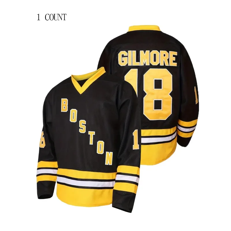 

Men's #18 Embroidered Ice Hockey Jersey - V-Neck, Short Sleeve, Breathable Sports Uniform for Training & Competition