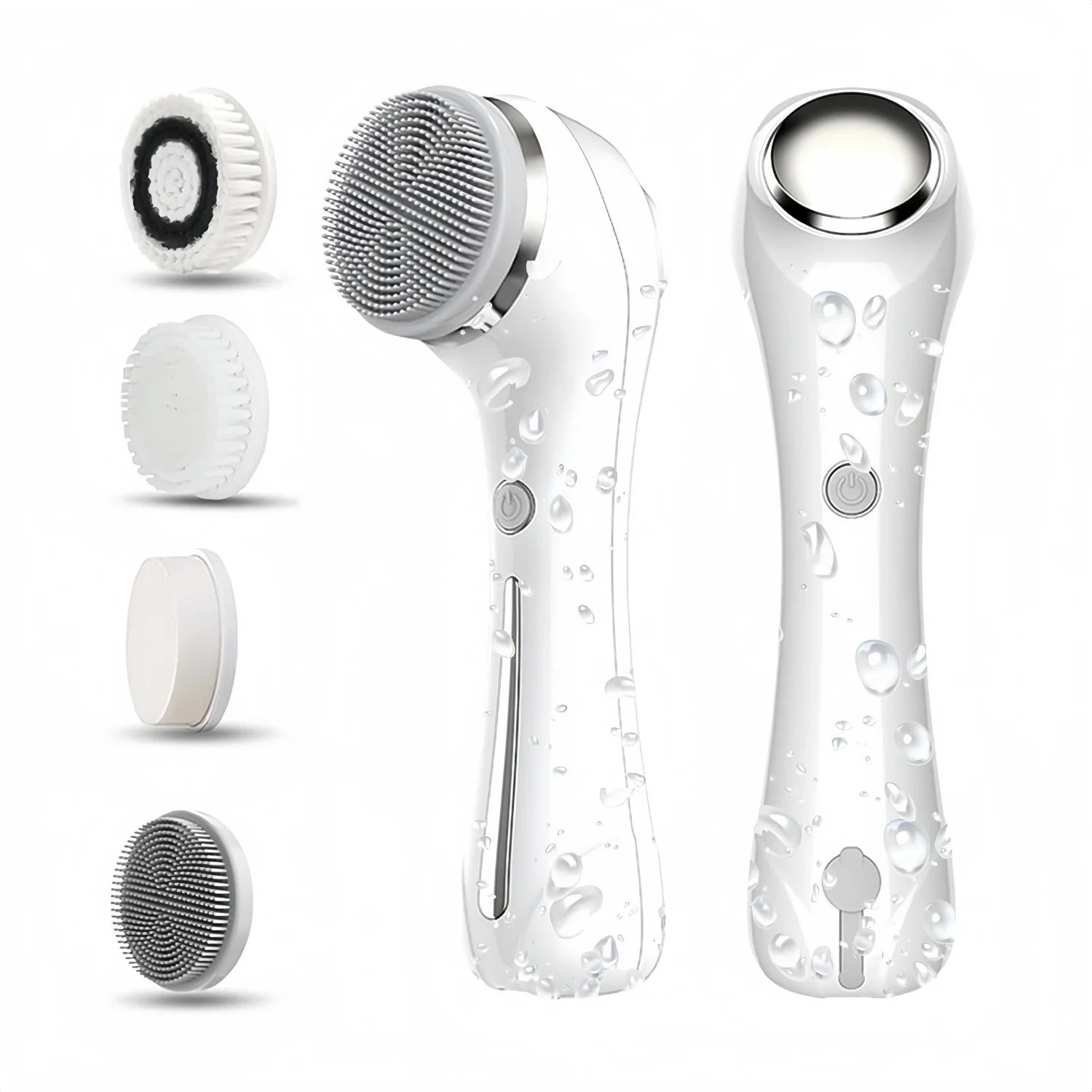 Cepillo de Limpieza Facial, 2 en 1, Impermeable IPX7, con 4 Cabezales de Cepillo, Recargable, Exfoliante