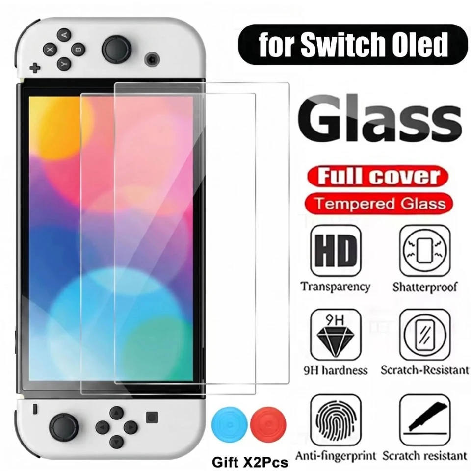 1/2PCS HD Premium Tempered Glass Screen Protector for Nintendo Switch OLED Console Clear Protective Film for NS OLED Accessories