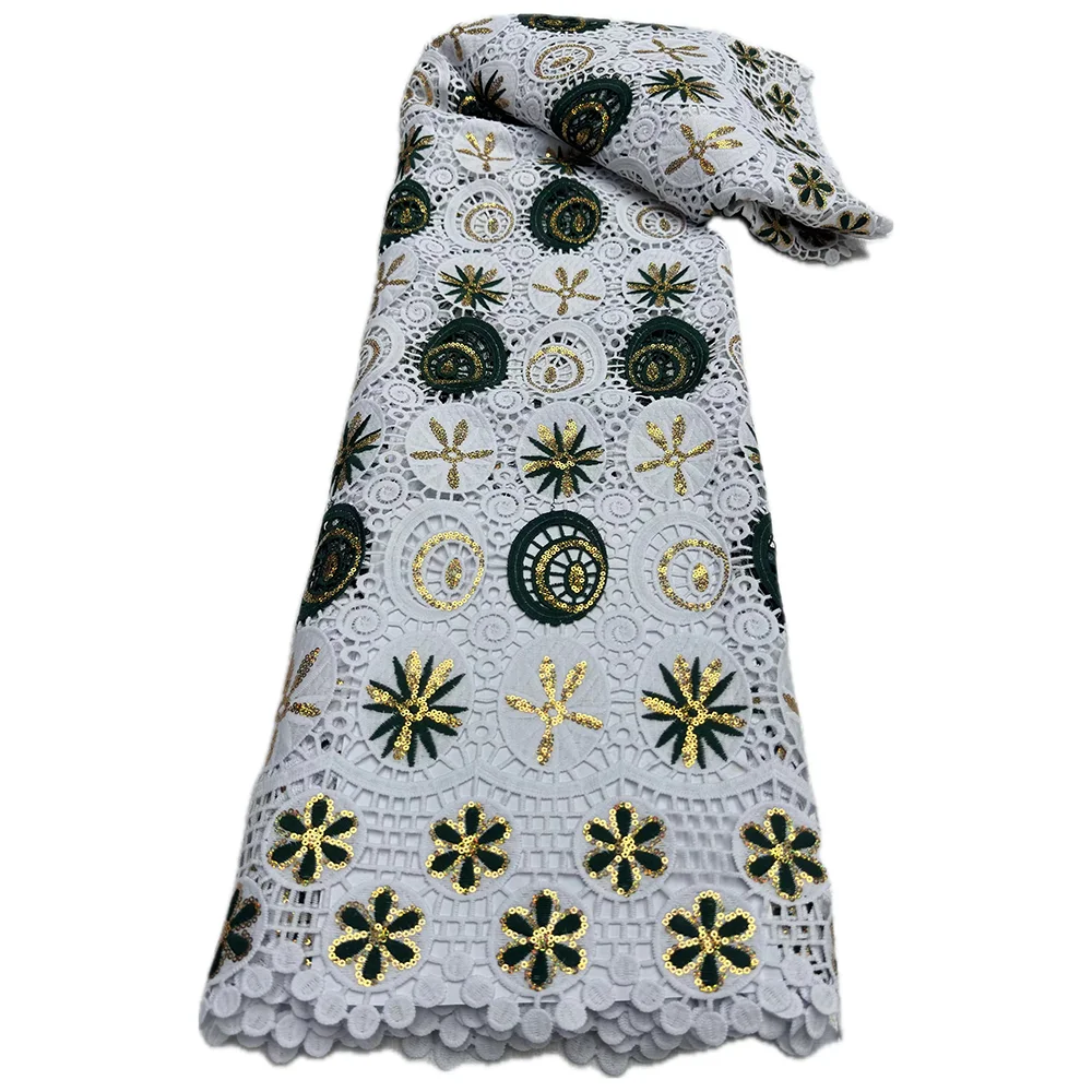 

5 ярдов нигерийской французской молочной шелковой ткани 2024, высококачественная африканская тюль с блестками, сетчатая кружевная ткань для вечернего шитья платьев