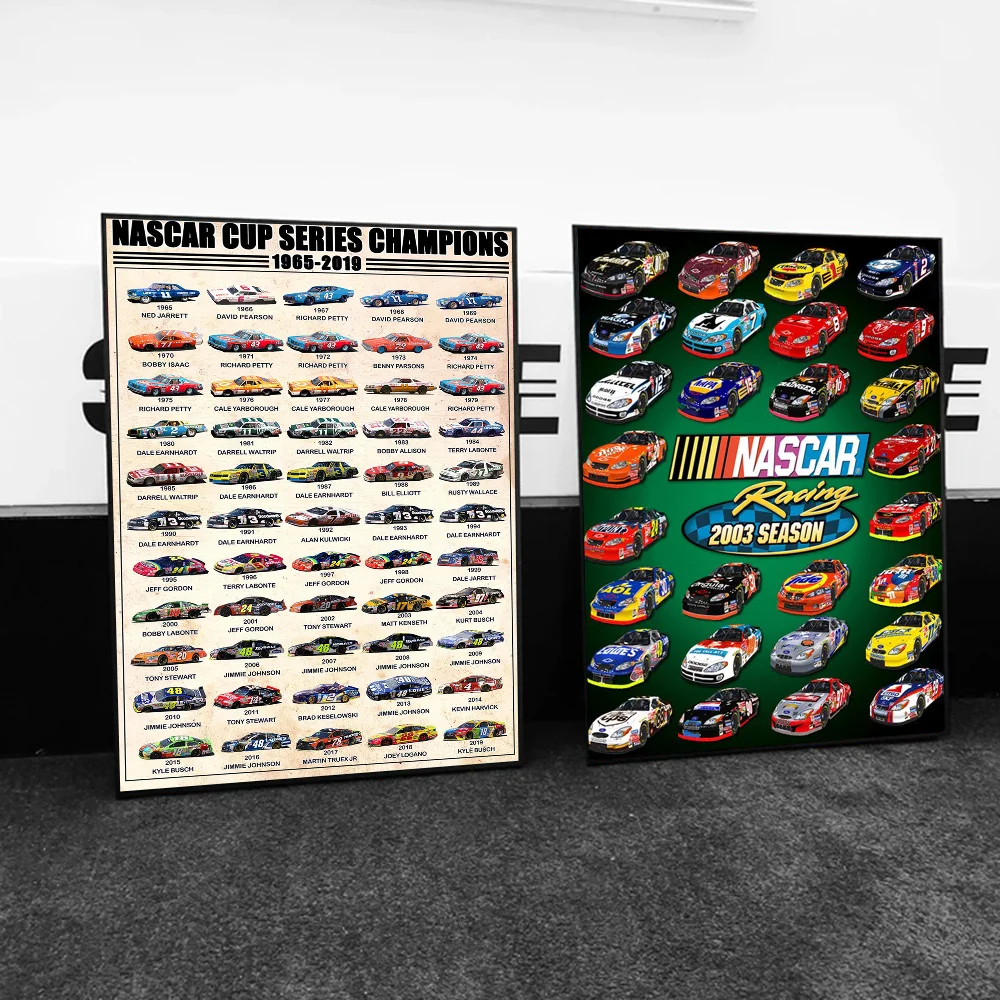 1pc N-NASCARS Racing Car Poster Self-adhesive Art Waterproof Paper Sticker Coffee House Bar Room Wall Decor