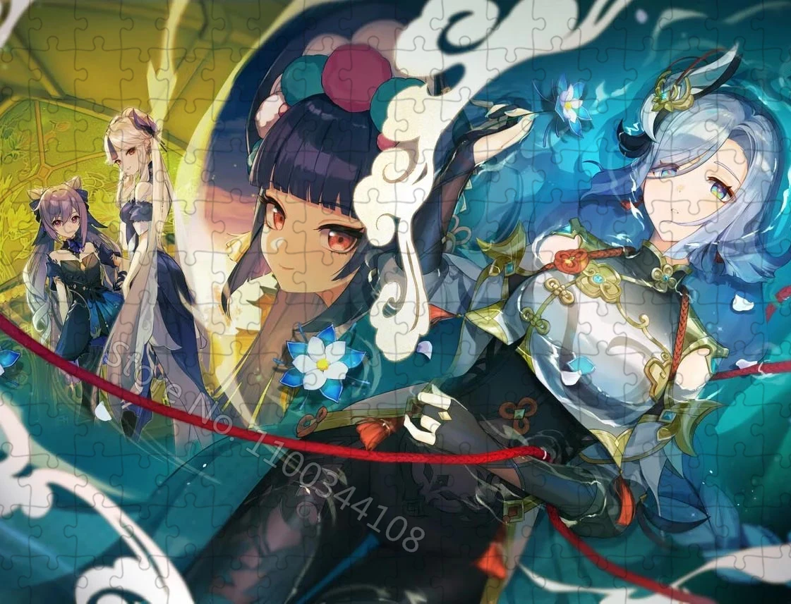 Genshin impacto quebra-cabeça 300/500/1000 peças anime jogo personagem quebra-cabeças para adultos alívio do estresse brinquedos coleção artesanal