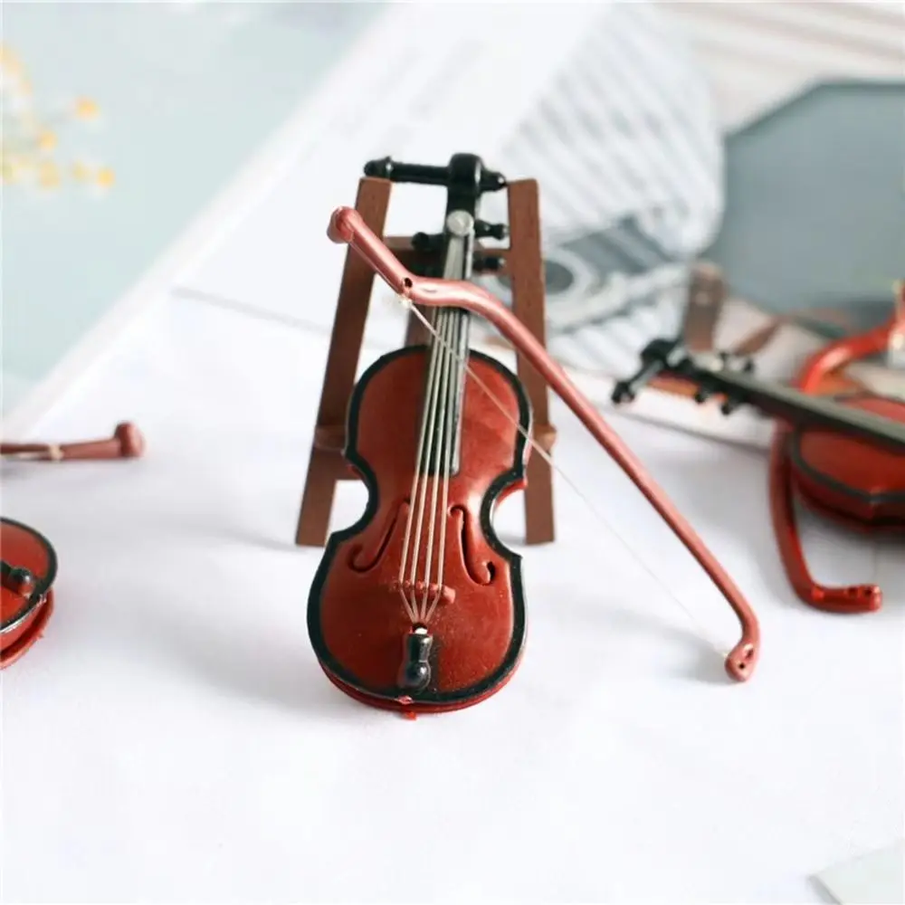 

1/12 Scale Dollhouse Musical Instrument Violin Drum Trumpet Saxophone Miniature Piano Guitar Micro Landscape Classical
