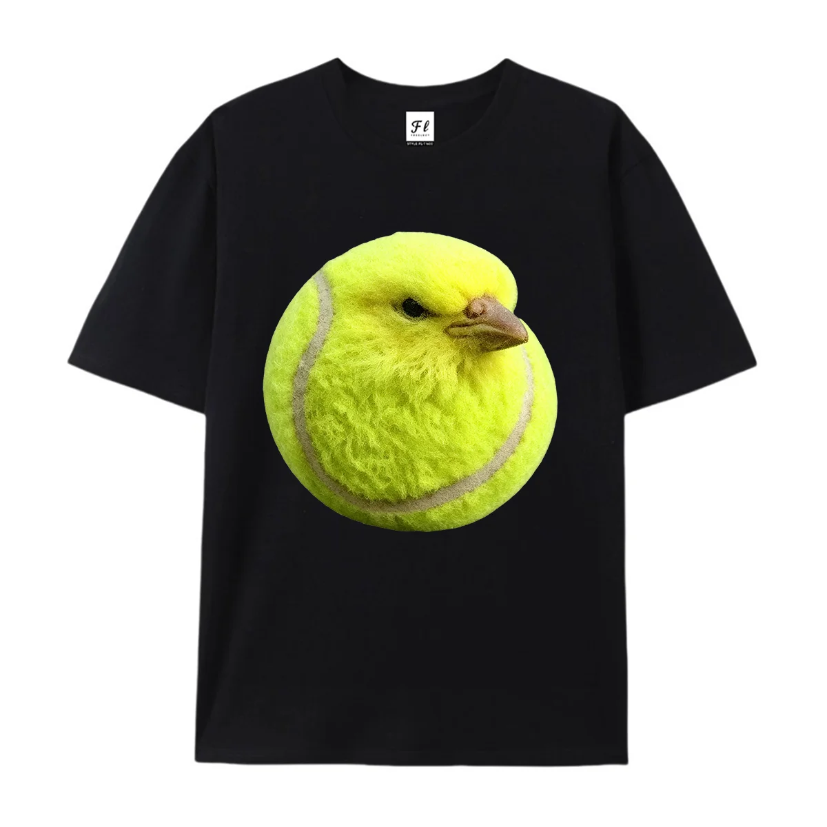 Tennis Ball Chick Hybrid Meme Graphic T‑Shirt Surreal Absurd Funny Animal Collage Print Short Sleeve Top Unisex Viral Streetwear