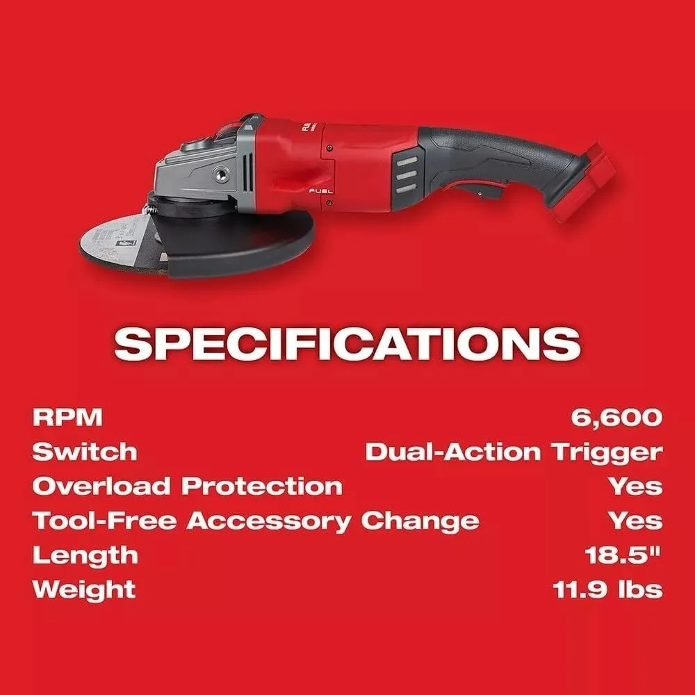 مطحنة زاوية كبيرة 18 فولت ليثيوم أيون 7/9 بوصة مع طاقة 20 أمبير للقطع والطحن عالي التحمل، مثالية للمقاولين والعلاقات العامة #5