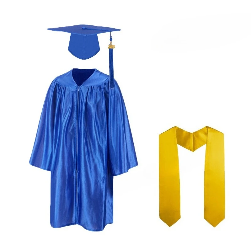Kids Shiny Knitted Graduation Gown Hat Set Toddler Graduation Ceremony Photo Costume