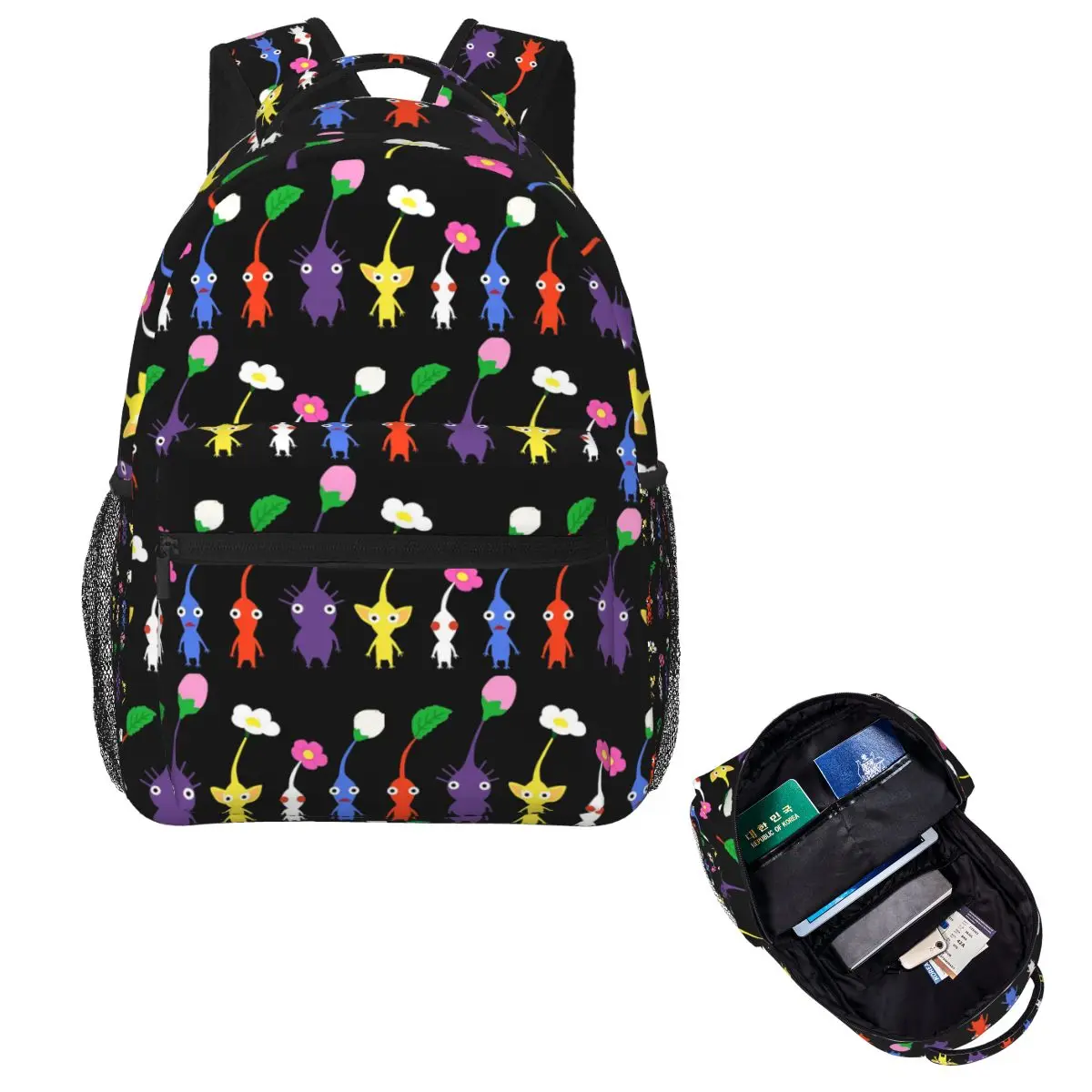 

Cute Pikmin Pattern Blue Student Backpack School Bag Hiking Travel Daypack for Boys Girls Fashion Bookbag Shoulder Bags
