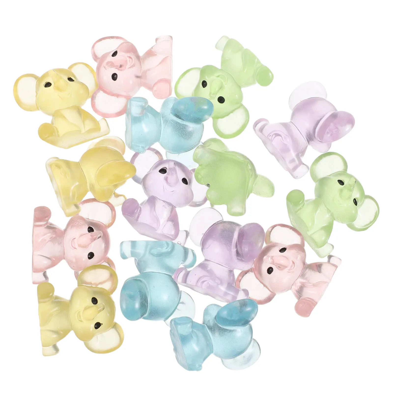 

15pcs Night Glow Mini Elephant Figurines Resin Animal Models For Micro Landscape Decoration Fairy Garden Diy Home Decor Desktop