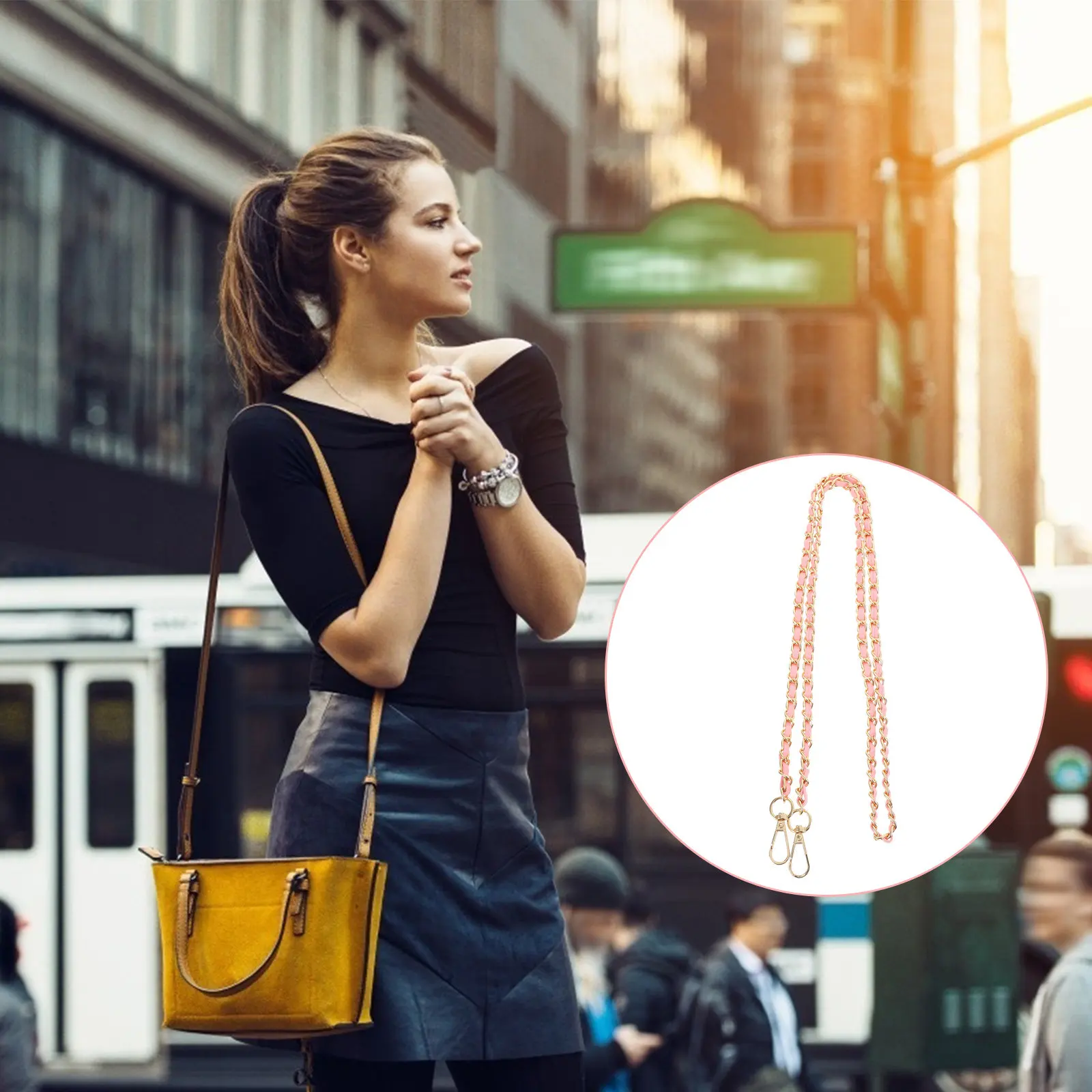 

2Pcs Metal Bag Chain Delicate Handbag Replacement Chain Simple Shiny Design DIY Accessories Fashionable Bag Decor