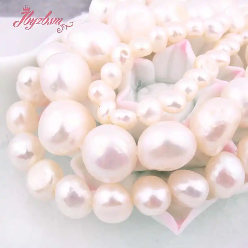 Natural White Freshwater Pearl Freeform Loose Stone Beads Strand 15 inches for Jewelry Making Necklace Bracelet Earrings Rings