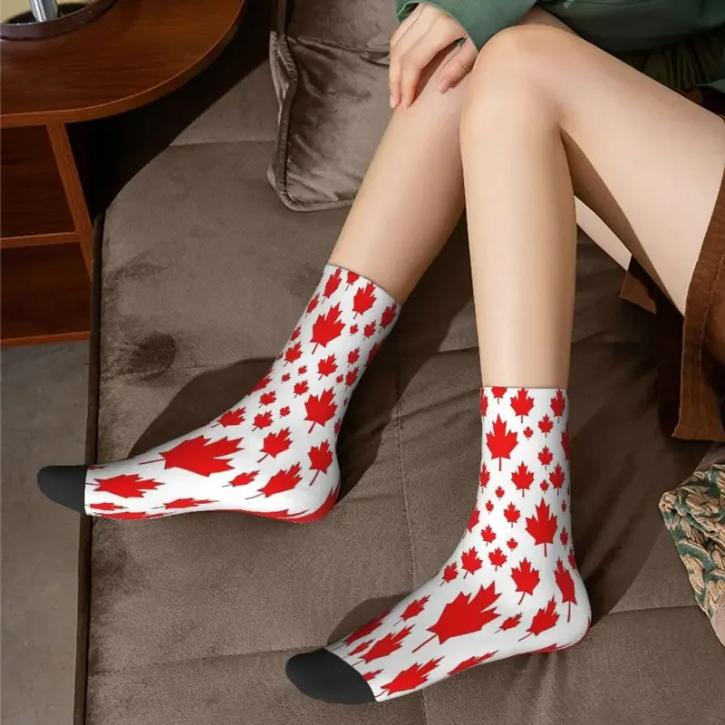 Y2K Canada Maple Leaf Emblem National Flag Socks Male Mens Women Winter Stockings Printed