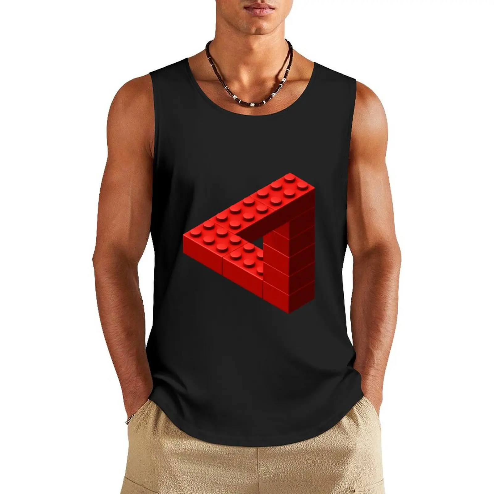 Escher Toy Bricks - Red Tank Top Clothing basketball man sexy?costume